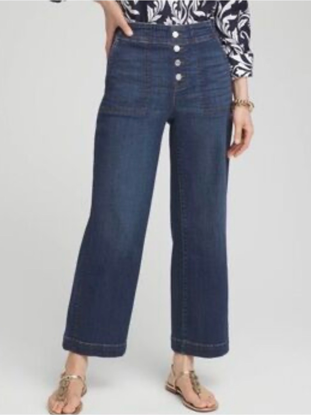 Chico’s Pull On High-Rise Wide-Leg Women's Crop Jeans